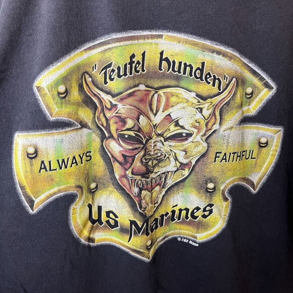 Distressed US Marines T Shirt Vintage Y2K Adult Gray Extra Large XL Graphic Tee - Picture 4 of 16